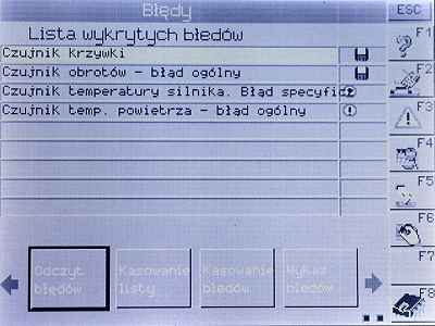 ekran trybu odczytu bdw